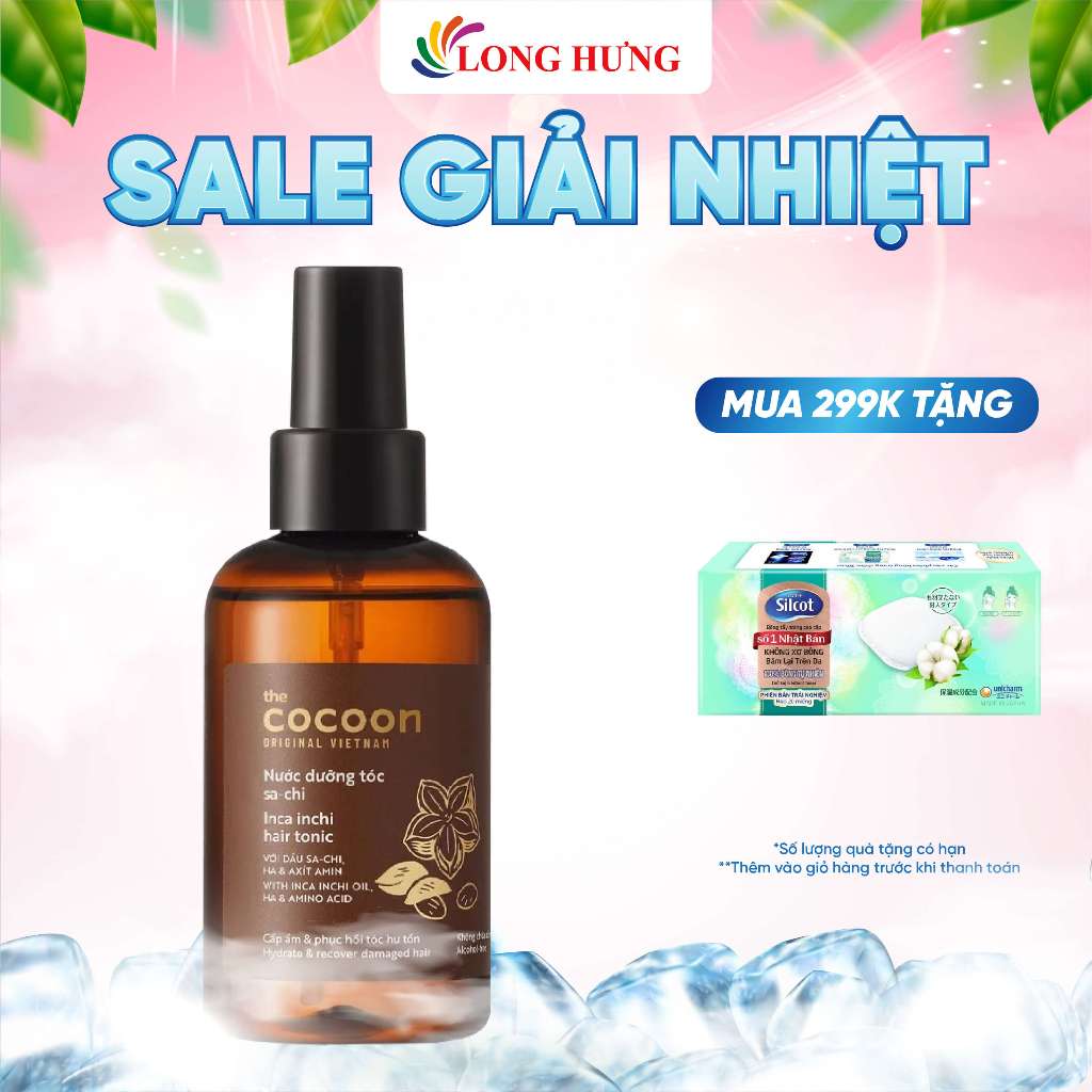 Nước dưỡng tóc Sa-chi Cocoon giúp cấp ẩm và phục hồi tóc hư tổn (140ml)