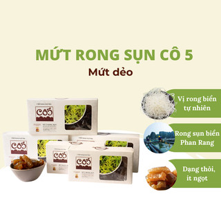 Mứt rong sụn Cô 5, vị rong biển tự nhiên, hộp giấy dạng thỏi, rong sụn sấy dẻo ít đường, thanh mát