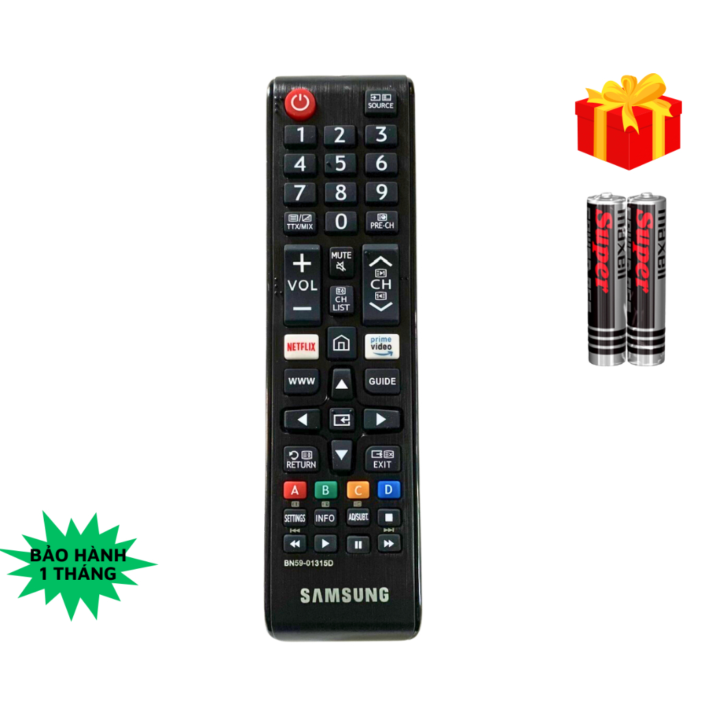 Remote điều khiển tivi Samsung Mã 19 BN59-01315D, điều khiển TV Samsung internet - Tặng kèm pin