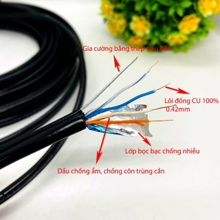 { Mã Lẻ } Dây Cáp Mạng LAN 4 Lõi Có Gia Cường, Bọc bạc, Lõi đồng, Chuyên Kéo Người Trời {Bấm Sẵn 2 Đầu Dây}.