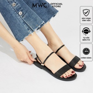 Giày MWC 2583 - Giày Sandal Đế Bằng, Sandal Quai Ngang Bản Lớn Phối Kim Tuyến Lấp Lánh Cực Đẹp
