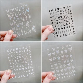 Sticker dán móng trang trí nail mẫu bớm nơ hoa