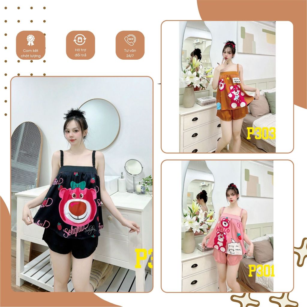 Bộ Đồ Ngủ 2 Dây Mặc Ở Nhà Thoáng Mát Set Đồ Mặc Ở Nhà Đồ Ngủ Thoáng Mát Cute Nhiều Màu - Chính Hãng HaniStore