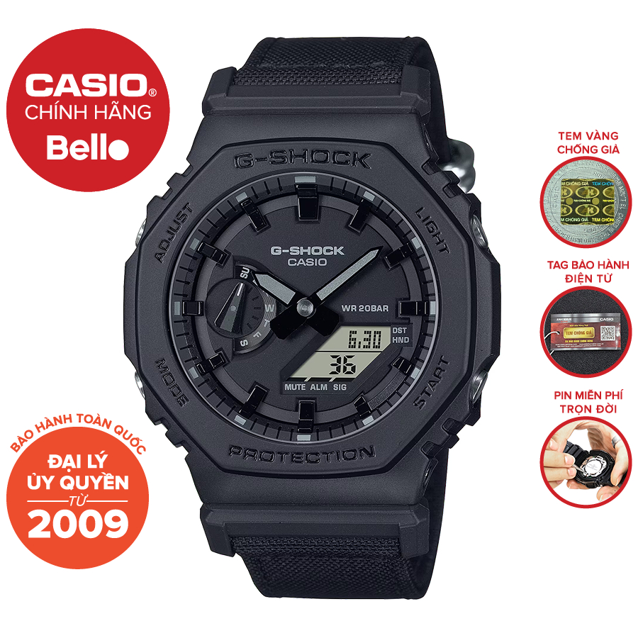 Đồng hồ Nam Dây Nhựa Casio G-Shock GA-2100BCE-1AHDR chính hãng bảo hành 5 năm Pin trọn đời