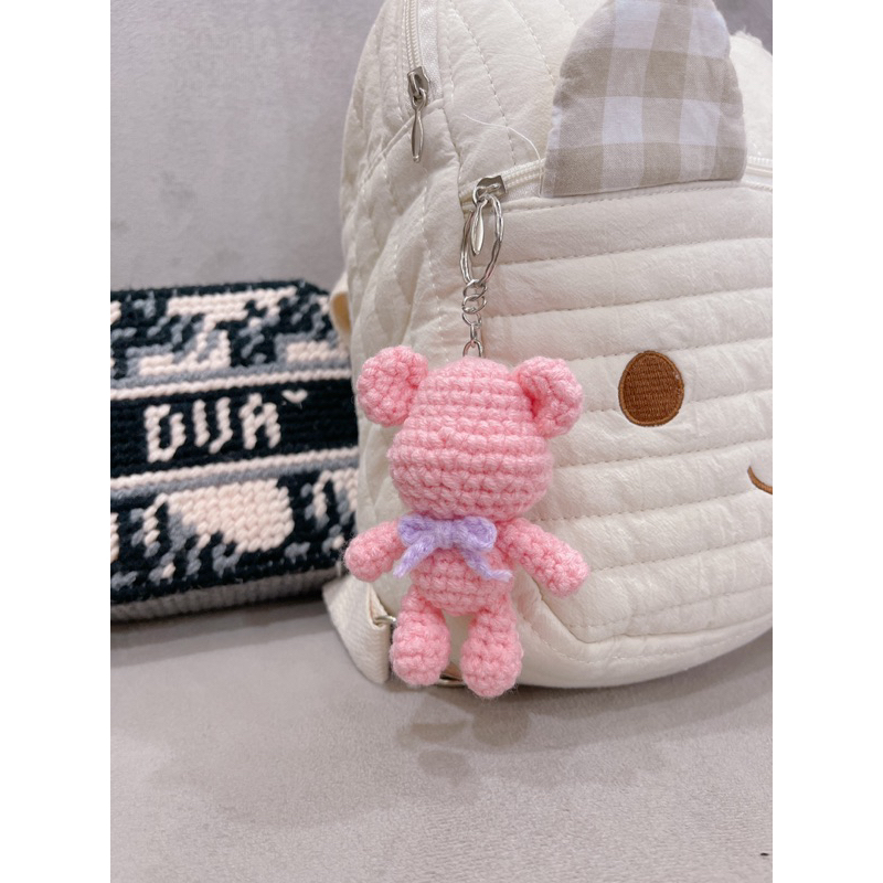 Móc khoá gấu len Bearbrick handmade