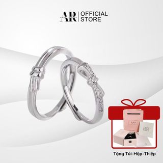 Nhẫn đôi Knot bạc Ý 925 nhẫn cặp nam nữ Freesize-Aura Silver-NĐ12