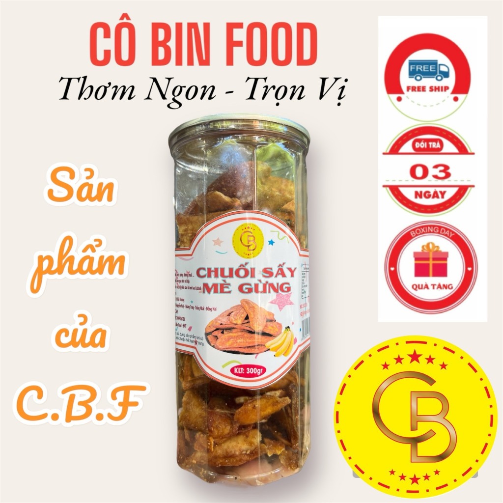[ hũ 300gr] CHUỐI SẤY MÈ GỪNG GIÒN