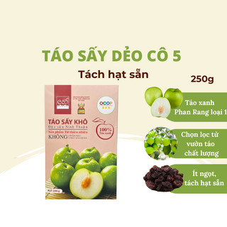 Mứt táo sấy dẻo, mứt táo không hạt Cô 5, hộp 250g, được làm từ táo Ninh Thuận sấy dẻo ít đường
