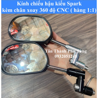 Kính chiếu hậu Spark kèm chân xoay 360 độ CNC