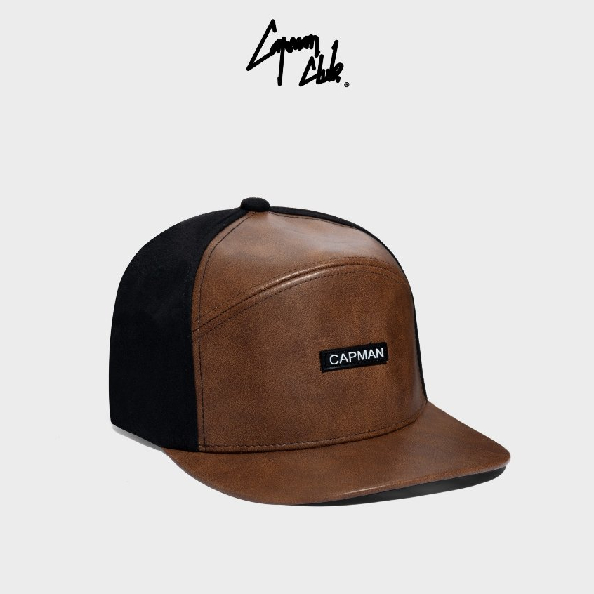 Mũ snapback màu nâu da Capman Club, nón lưỡi ngang hiphop CM52