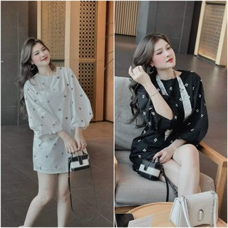 Đầm babydoll tay dài chất lụa hàn sành điệu mùa hè