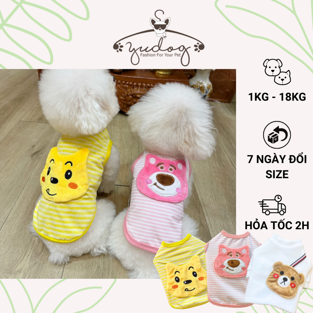 Áo thun thêu gấu dễ thương cho chó mèo Yudog