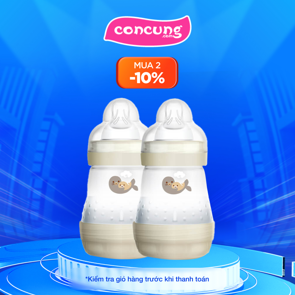 Combo 2 Bình sữa Mam Easy Start Anticolic 160ml - Trắng kem