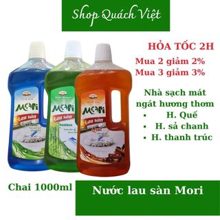 Nước lau sàn nhà Mori hương sả chanh/ hương quế siêu thích, chai 1 lít