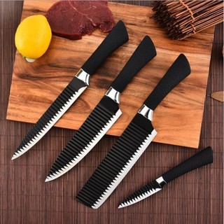 Bộ dao nhật asakh 6 món, 5 món hình gợn sóng cao cấp chất liệu chống dính, chống gỉ