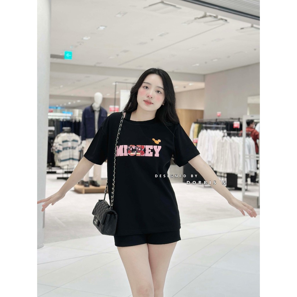 Áo thun MICKEY N091 chất liệu cotton 100% áo phông form rộng DORRIS N