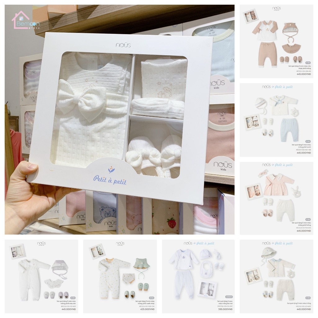 [Mã SGTTC40K giảm đến 40K đơn 50K] Set bộ quần áo Nous sơ sinh đầy tháng ( Newborn/0-3m )