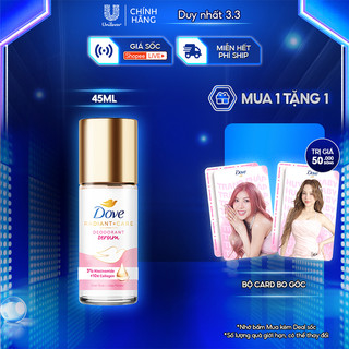 Lăn ngăn mùi dưỡng sáng cao cấp Dove tinh chất serum dành cho nữ với 3% Niacinamide giúp da sáng mịn đều màu 45ml