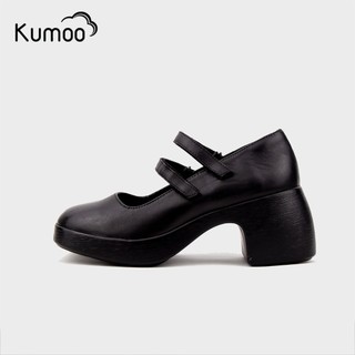 Giày Cao Gót Kumoo TATIANA HEELS Màu Đen Dáng Mary Jane Chất Da Nappa Đế Vuông 7cm Lug Sole Thời Thượng GCG-KUMO-013