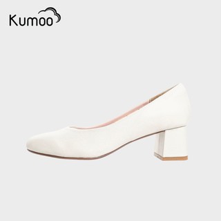 Giày Cao Gót Đế Vuông Kumoo River Silk Màu Trắng Chất Liệu Da Nappa Đế 5cm GCG-KUMO-015