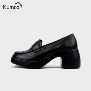 Giày Cao Gót Kumoo Màu Đen Chất Da Nappa Dáng Mary Jane Đế Vuông Lug Sole 7cm ALLISHEEL Thời Trang GCG-KUMO-012