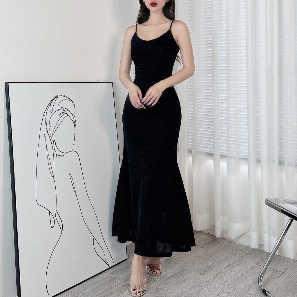 Đầm Body Nữ Trơn 2 Dây Ánh Nhũ 2 Màu Sang Trọng MIMIX DL8210