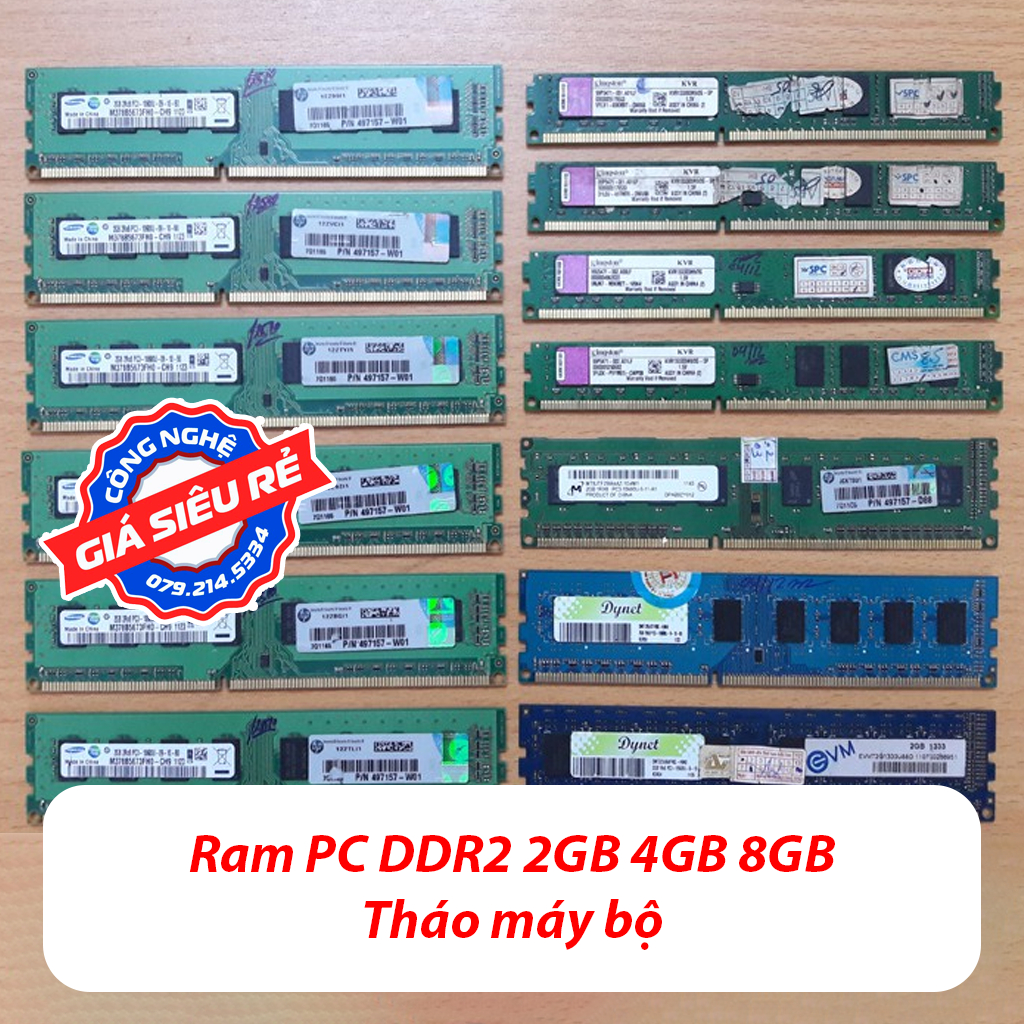 Ram PC DDR2 2gb 4gb 8gb dùng cho các đời main máy pc hàng xịn tháo máy