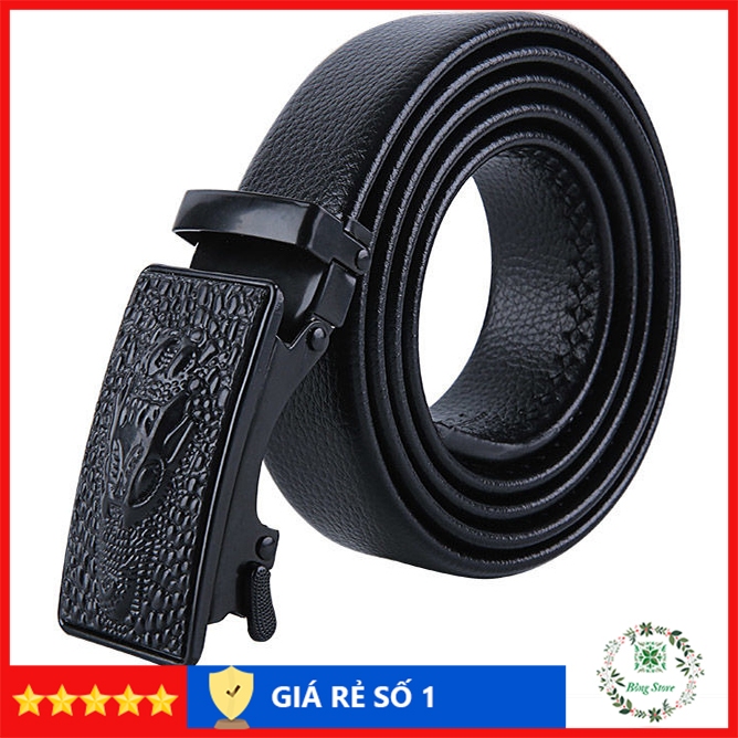 Thắt lưng nam mặt cá sấu da cao cấp, dây lưng nam khóa tự động mặt kim loại nguyên khối trẻ trung lịch lãm TLCS001N