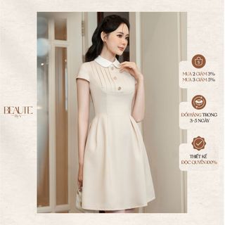 BEAUTEBYV - Váy nữ ngắn tay xếp ly ngực Sona