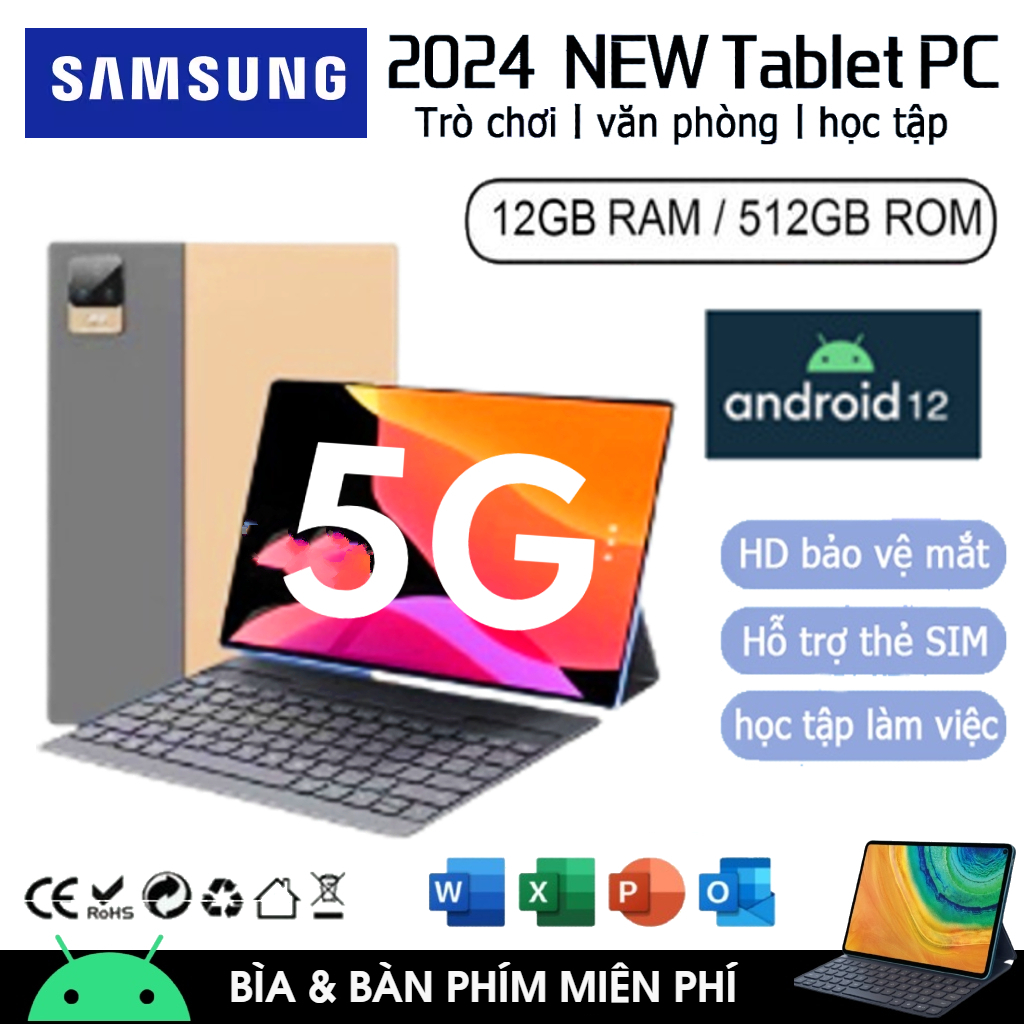 Máy Tính Bảng 5G Samsung Galaxy TAB S Máy tính bảng 12 inch 16GB + 512GB Máy tính bảng học tập cho máy tính b