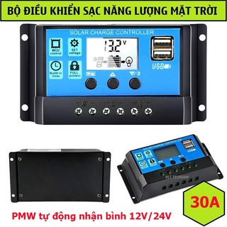 Bộ điều khiển sạc pin năng lượng mặt trời 30A/12v 24v, Đủ công suất