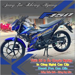 Decal trang trí cho xe Raider fi 150 màu xanh,tem rời,in chất liệu decal trắng