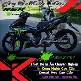 tem rời dán xe winner x v2 mẫu rsx xanh lá dán xe dàn áo màu đen,in decal trắng có phủ keo chống bay màu