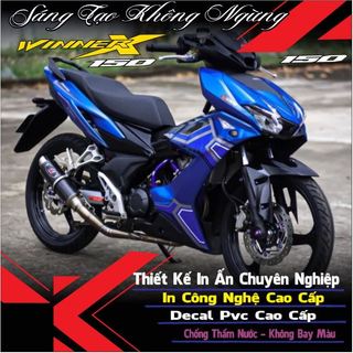 Decal chỉ trắng dành cho xe winner x v2 màu xanh gp độ kiểng,tem rời in chất liệu decal trắng 3 lớp