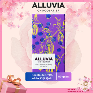 Socola đen Alluvia 70% nhân Việt Quất | Dark Chocolate Bluberry 80 gram