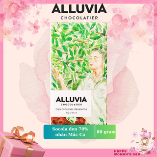 Socola đen nguyên chất Alluvia 70% cacao  nhân hạt Mắc ca đắng vừa ít ngọt, Dark chocolate Macadamia