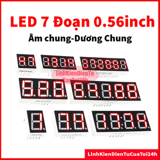 Led 7 thanh 0.56 inch 1/2/3/4 chữ số, âm chung, dương chung, màu đỏ
