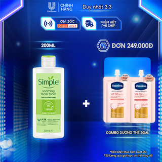 Nước hoa hồng Simple Toner làm dịu và cân bằng độ ẩm cho da - lành tính 200ml 