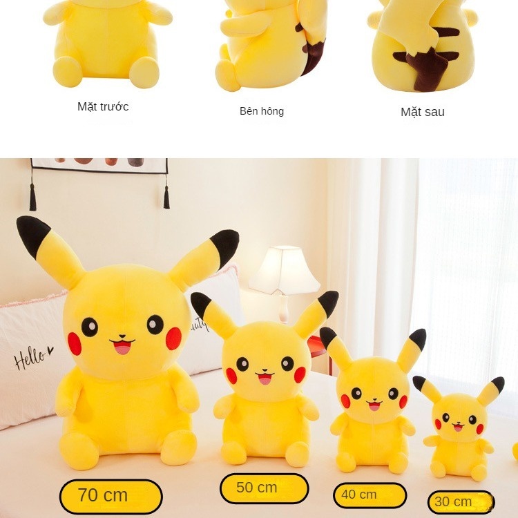 Thú Nhồi Bông Pikachu 38cm. ấu bông teddy bear Pikachu, thú nhồi bông cao cấp hình pikachu nhiều siz