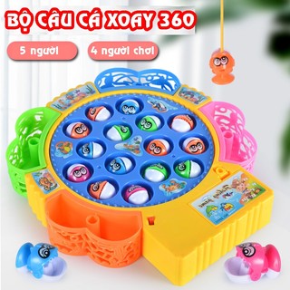 Đồ chơi câu cá cho bé ANDY KIDS câu cá 360 size lớn 4 cần câu 45 cá phát nhạc đồ chơi trẻ em vui nhộn gia đình