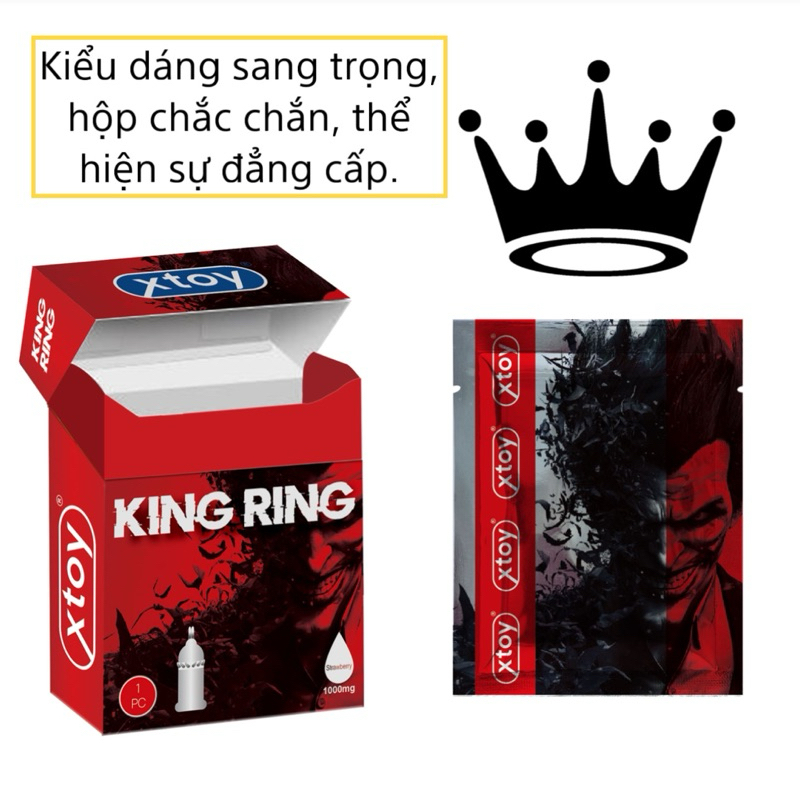 Bao cao su gai XTOY KING RING gai lớn, bcs siêu bi gai, nhiều gel, tăng khoái cảm, hương dâu