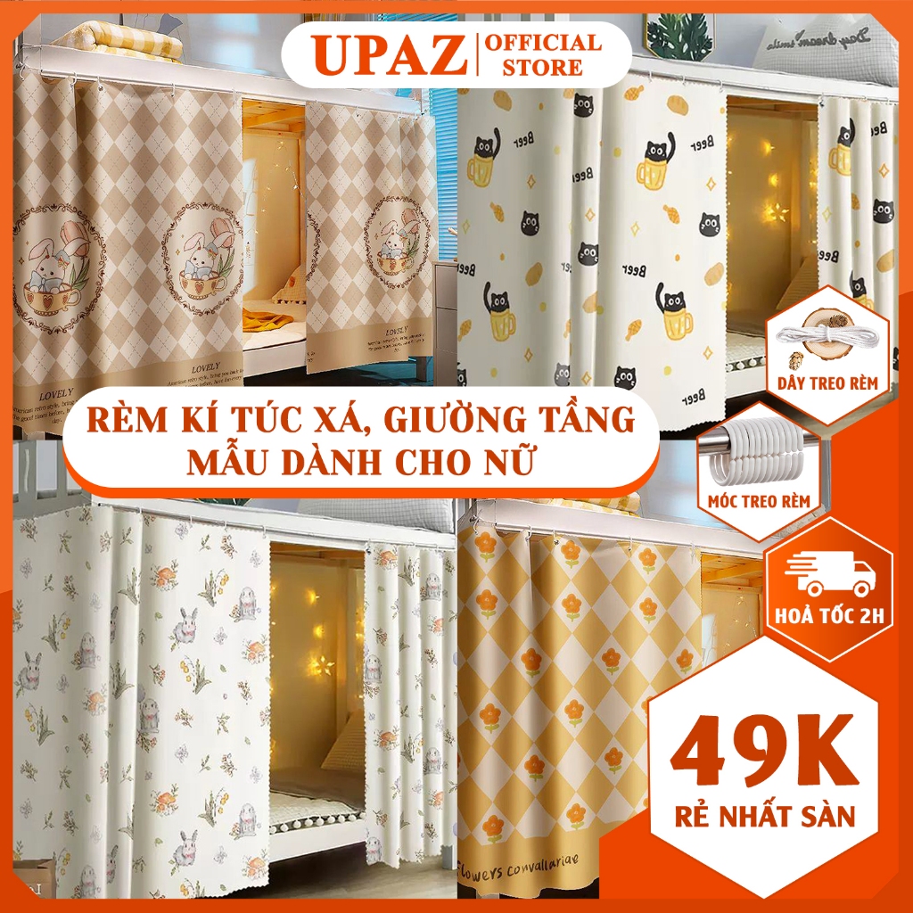 Rèm che ký túc xá, rèm kí túc xá, rèm ktx, rèm giường tầng UPAZ, mẫu rèm cho NỮ - Mua từ 2 tấm sẽ đi kèm quà