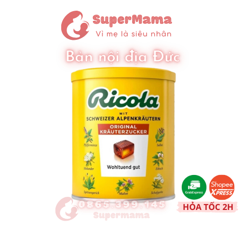 Kẹo ngậm ho Ricola Đức giúp giảm ho khàn giọng từ thảo mộc 250g 3/2026