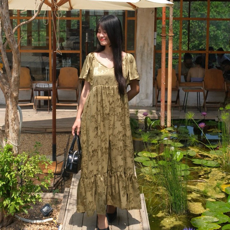Fern Dress - Đầm lụa gấm xoè