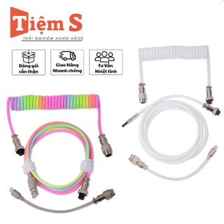 Dây cáp type c cho bàn phím cơ, nhiều màu rgb phát sáng, dây custom lò xo
