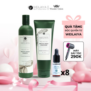 Bộ sản phẩm dầu gội, dầu xả thảo dược gừng trắng và Tinh dầu dưỡng Weilaiya ngăn rụng và kích thích mọc tóc cho da dầu