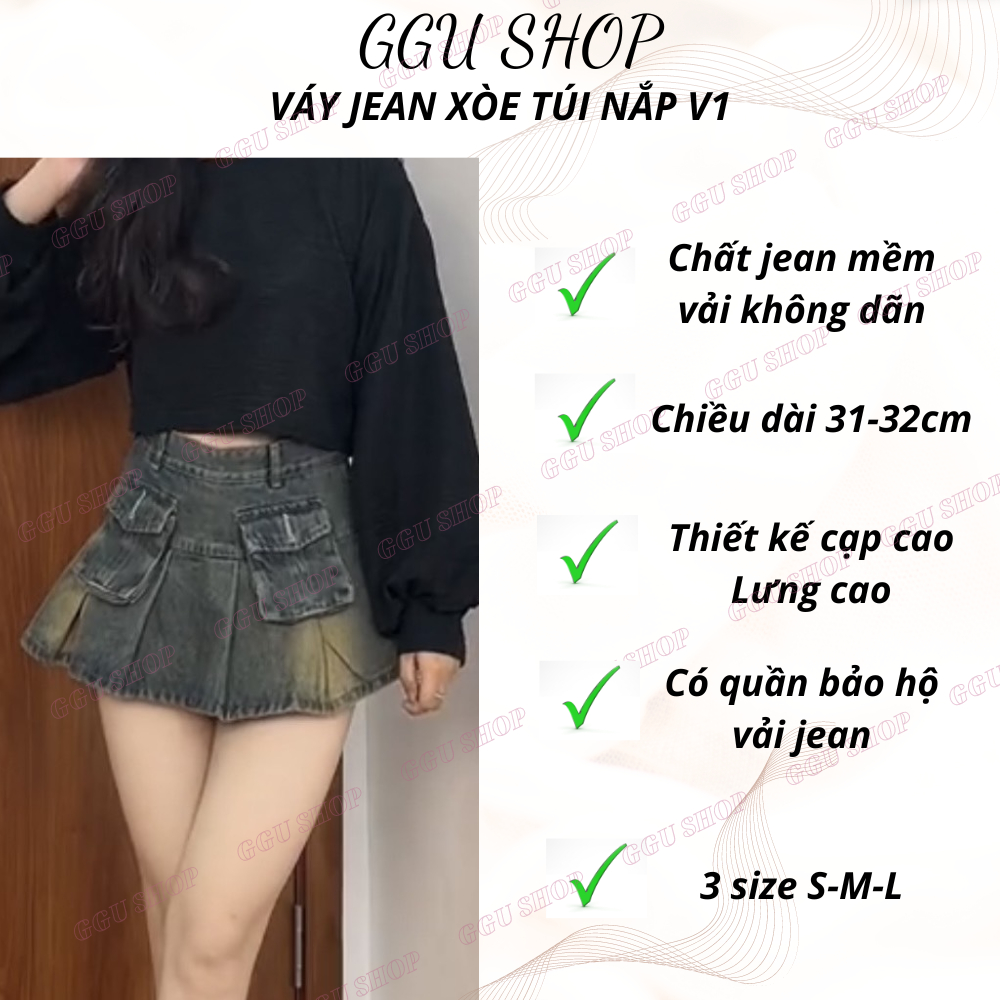 Chân váy bò nữ dáng xòe ngắn màu sắc cá tính size S M L cho người dưới 55kg