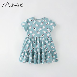 Váy Malwee bé gái mùa hè mới xanh thỏ 9309