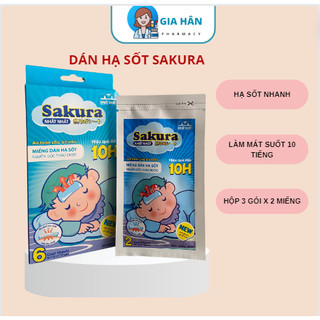 Miếng dán hạ sốt sakura cho bé nguồn gốc thảo dược hộp 3 gói x 2 miếng