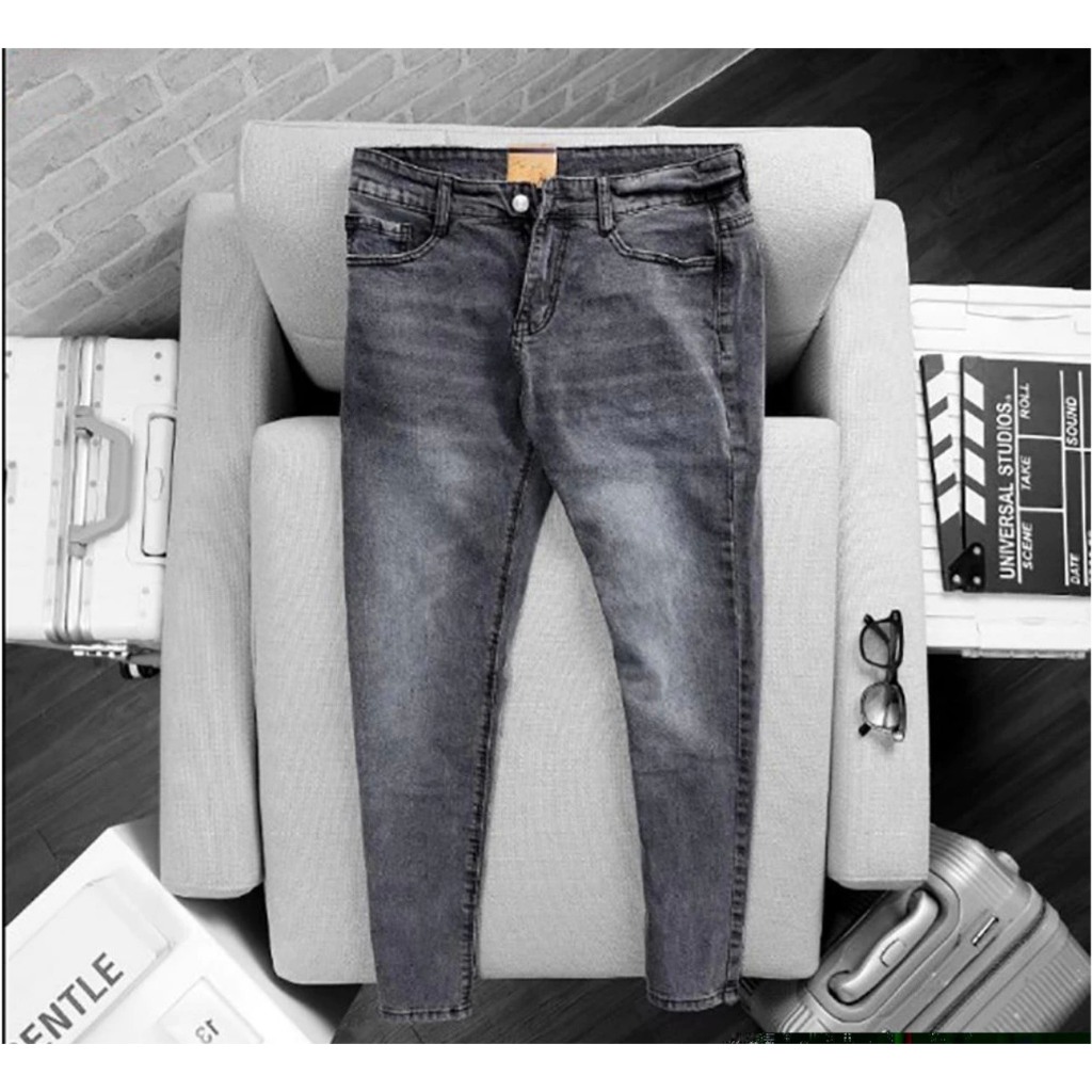 Quần Jean Nam Cao Cấp Rách Gối Co Dãn quần bò loang